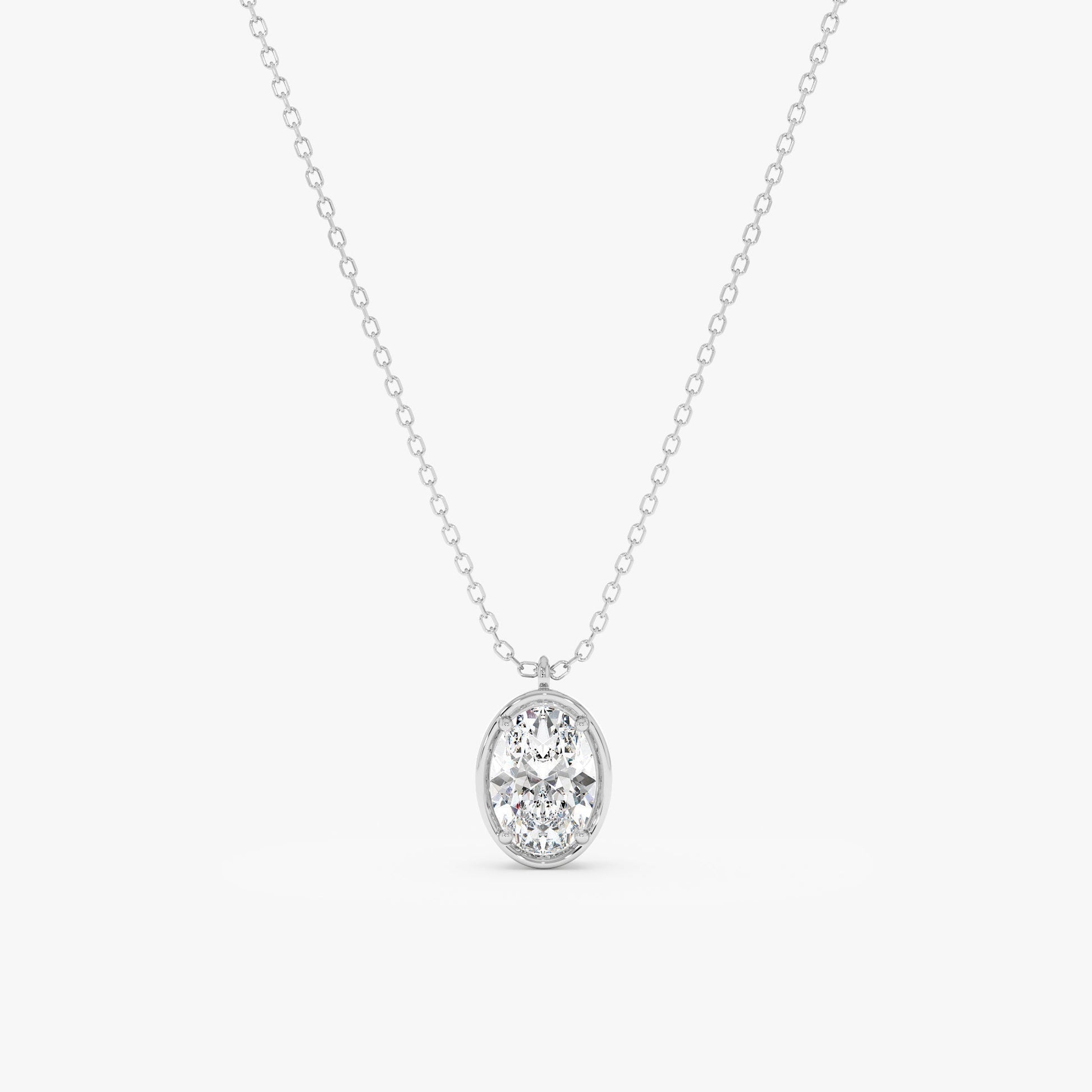 1.0 CT Round Bezel Solitaire Lab Grown Diamond Necklace