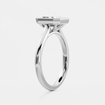 Asscher Bezel Solitaire Lab Grown Diamond Engagement Ring