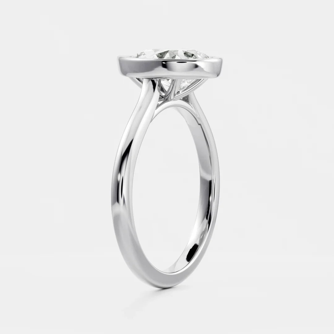 Pear Bezel Solitaire Lab Grown Diamond Engagement Ring