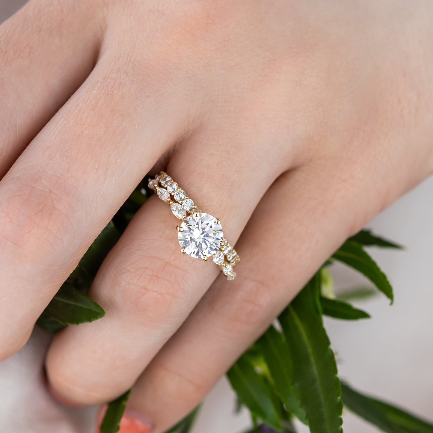 2 CT Round Three Stones Lab Grown Diamond Engagement Ring