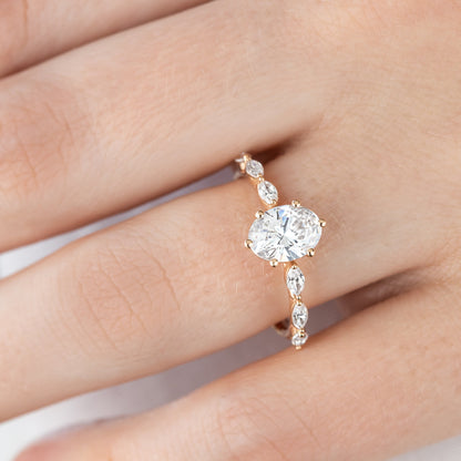 2 CT Round Three Stones Lab Grown Diamond Engagement Ring