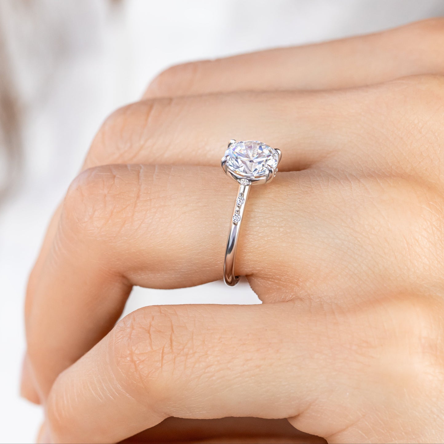 2 CT Round Three Stones Lab Grown Diamond Engagement Ring