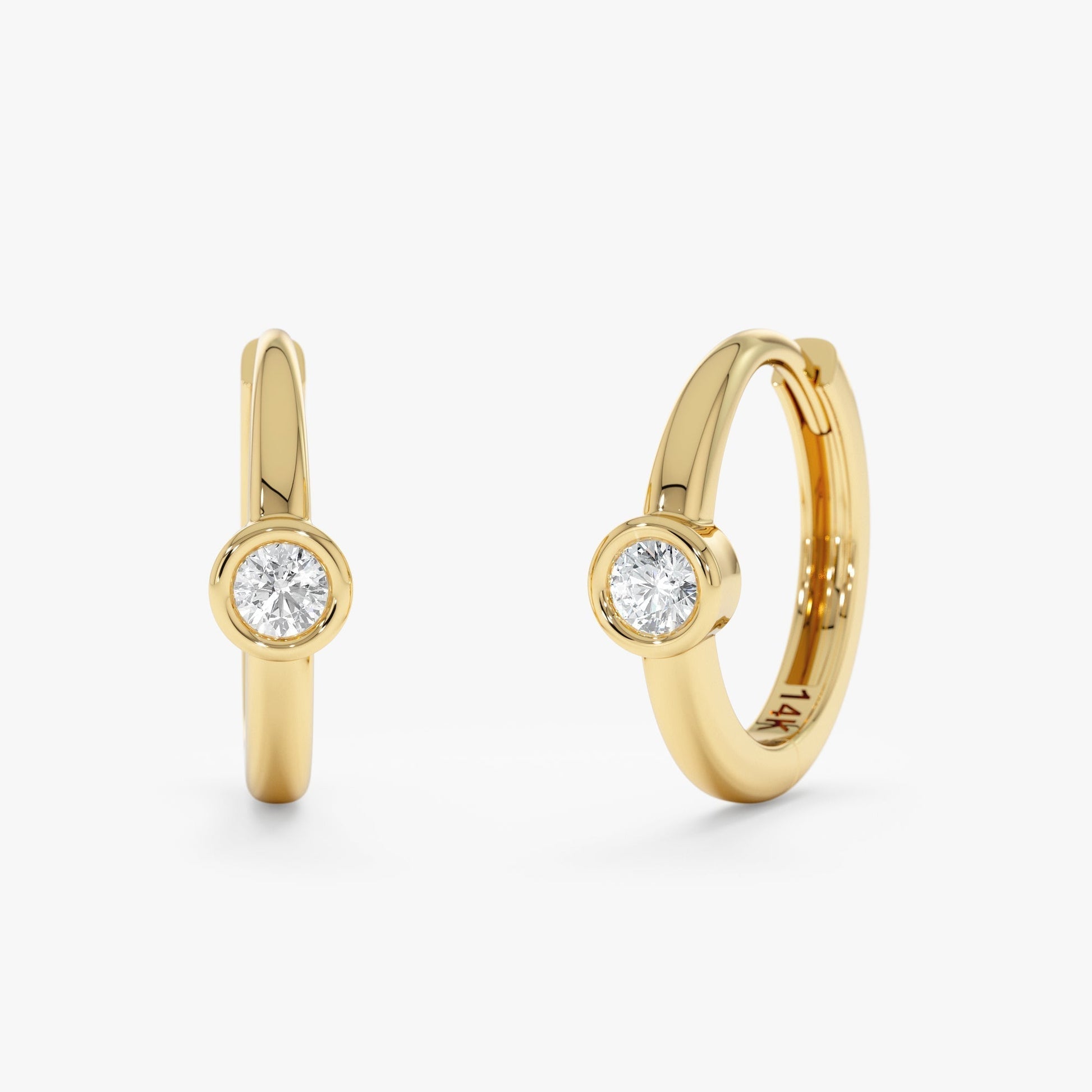 1.0 CT Round Bezel Solitaire Lab Grown Diamond Earrings