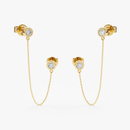 1.0 CT Round Bezel Solitaire Lab Grown Diamond Earrings