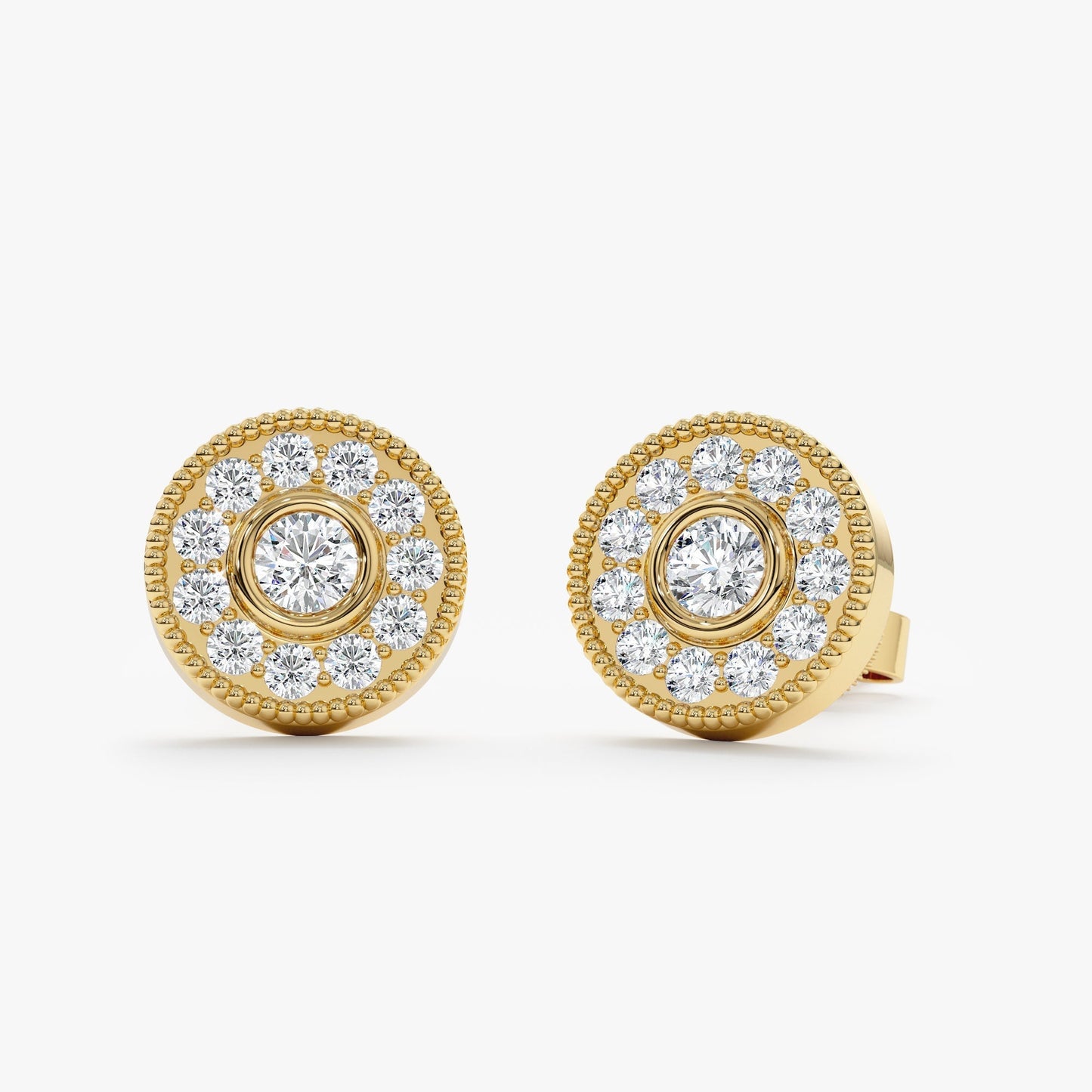 1.0 CT Round Bezel Solitaire Lab Grown Diamond Earrings