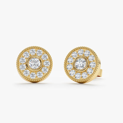 1.0 CT Round Bezel Solitaire Lab Grown Diamond Earrings