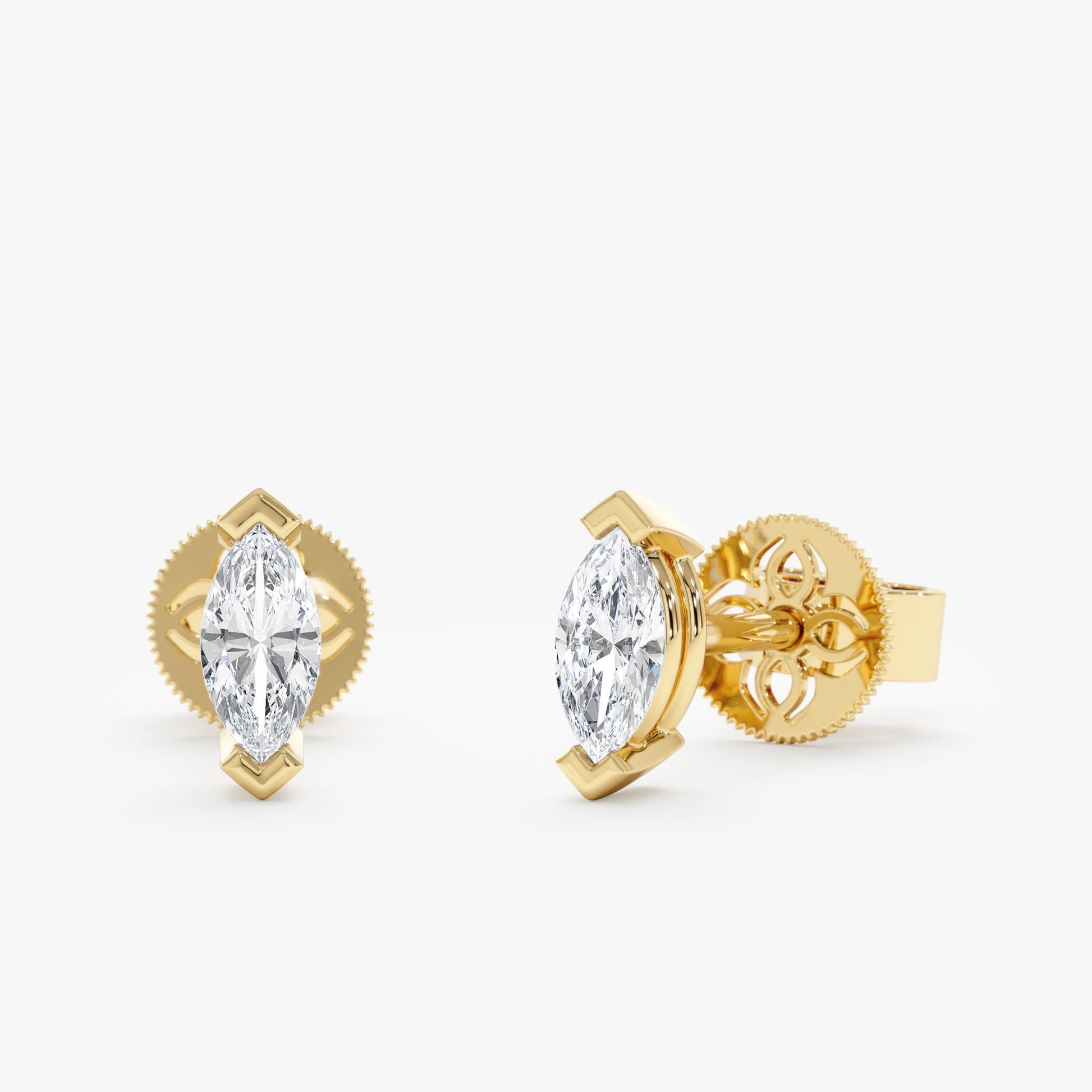 1.0 CT Round Bezel Solitaire Lab Grown Diamond Earrings