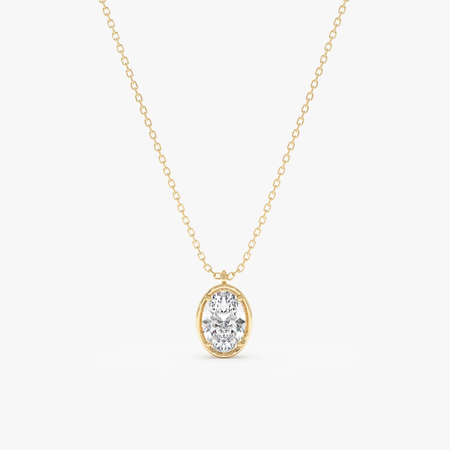 1.0 CT Round Bezel Solitaire Lab Grown Diamond Necklace