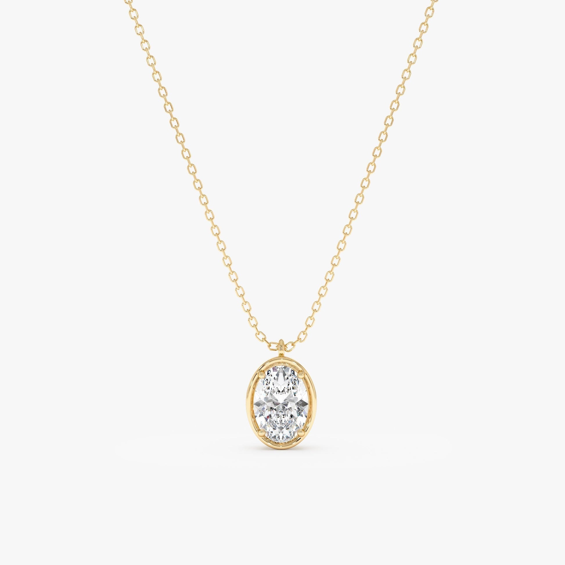 1.0 CT Round Bezel Solitaire Lab Grown Diamond Necklace