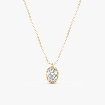 1.0 CT Round Bezel Solitaire Lab Grown Diamond Necklace