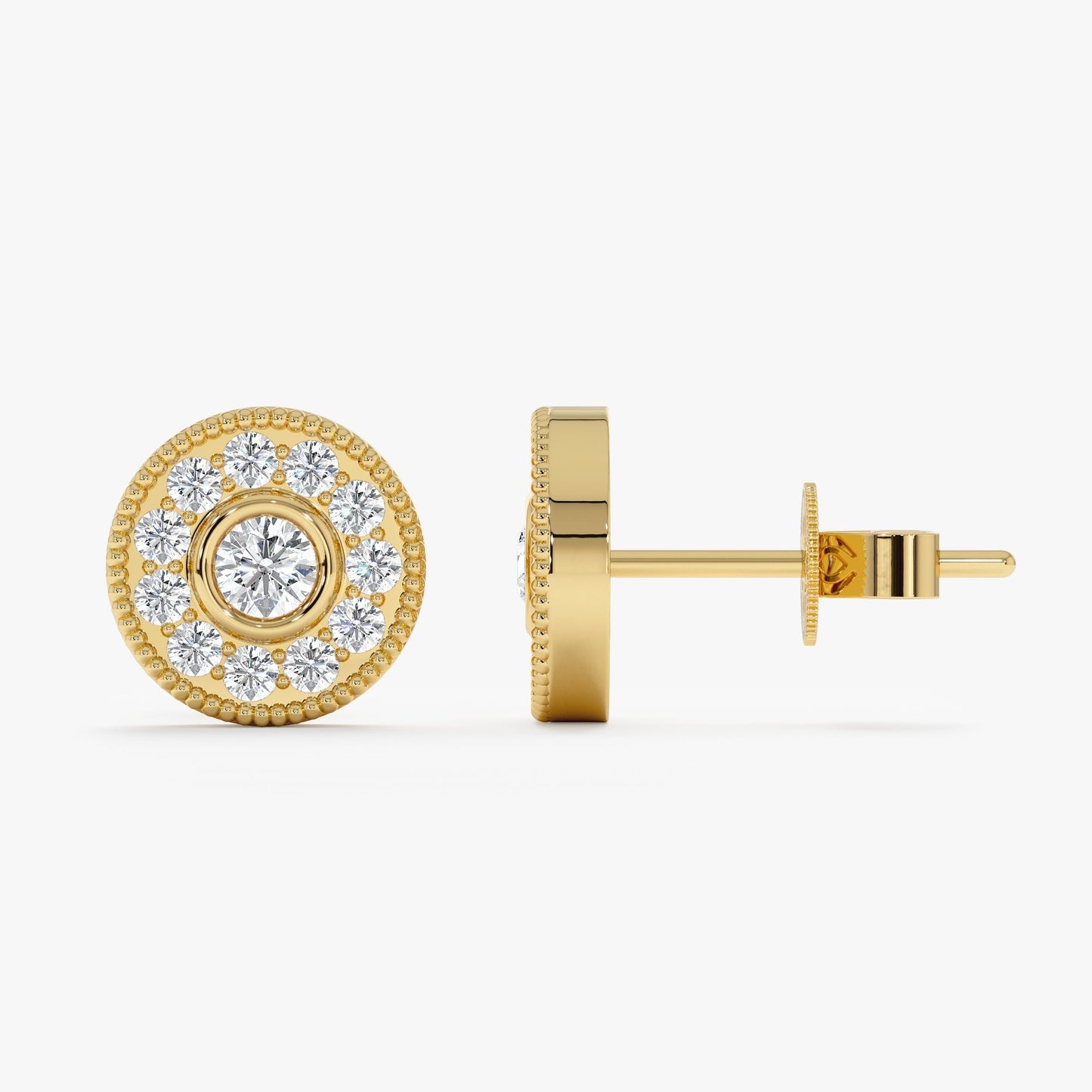 1.0 CT Round Bezel Solitaire Lab Grown Diamond Earrings