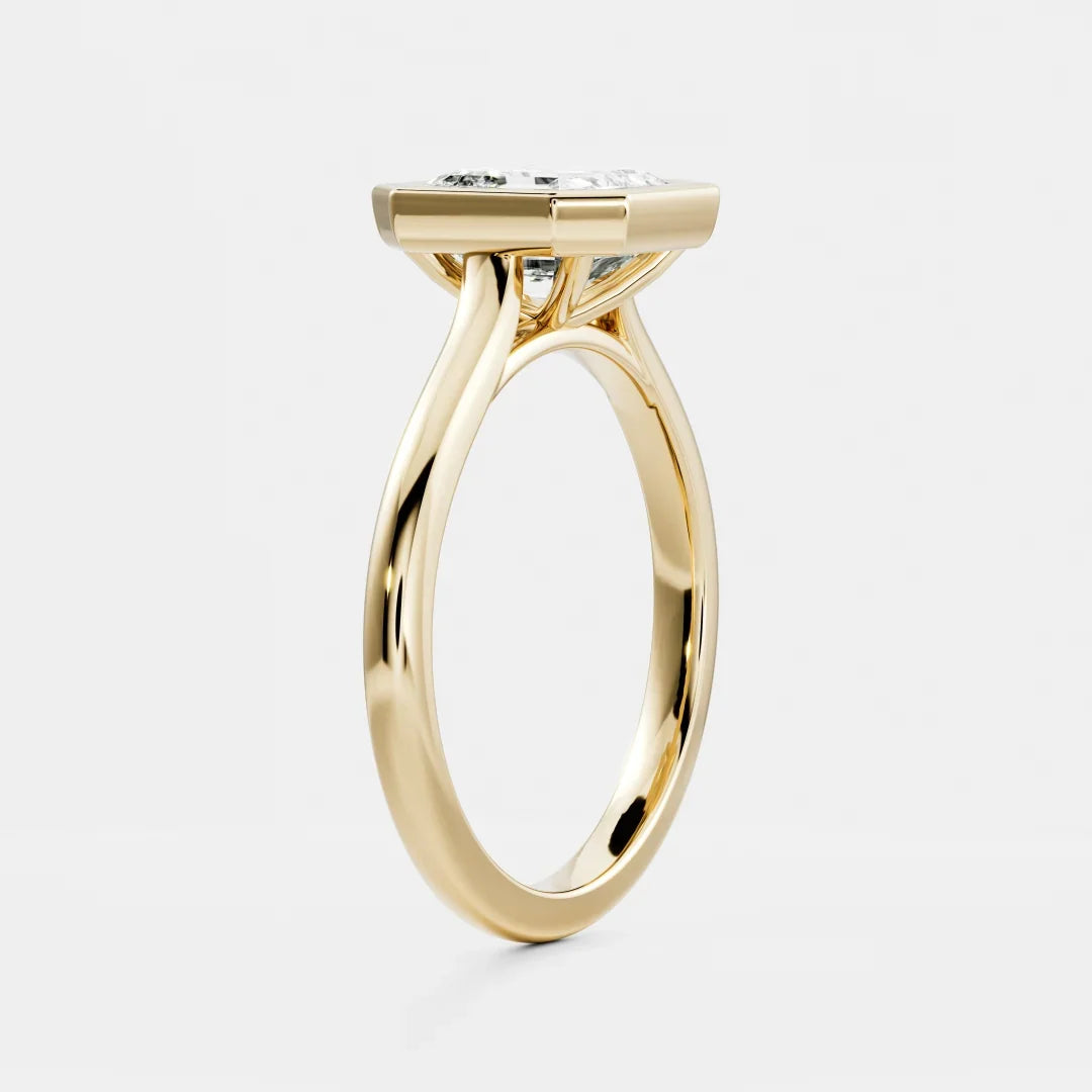 Asscher Bezel Solitaire Lab Grown Diamond Engagement Ring