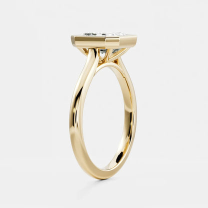 Asscher Bezel Solitaire Lab Grown Diamond Engagement Ring