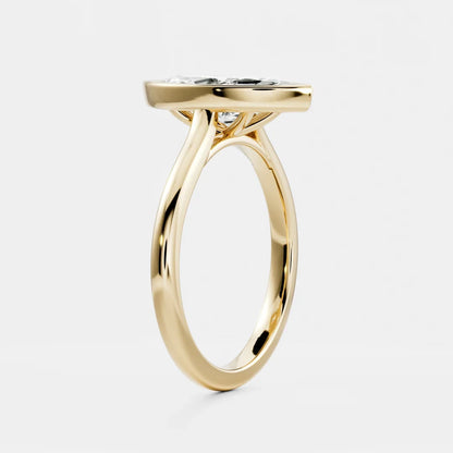 Marquise Bezel Solitaire Lab Grown Diamond Engagement Ring