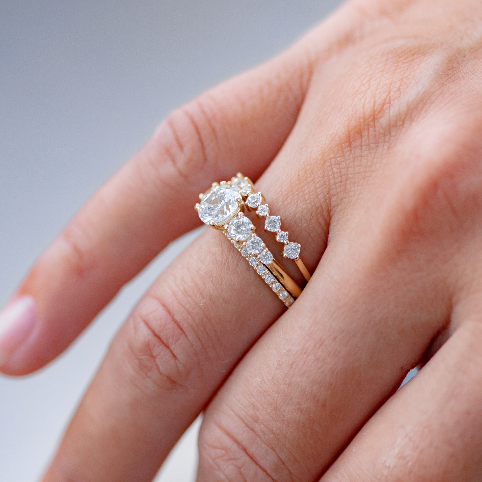 2 CT Round Three Stones Lab Grown Diamond Engagement Ring