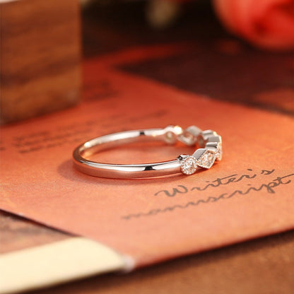 0.3 TCW Round Cut Moissanite Bridal Wedding Band With Pave Style 5