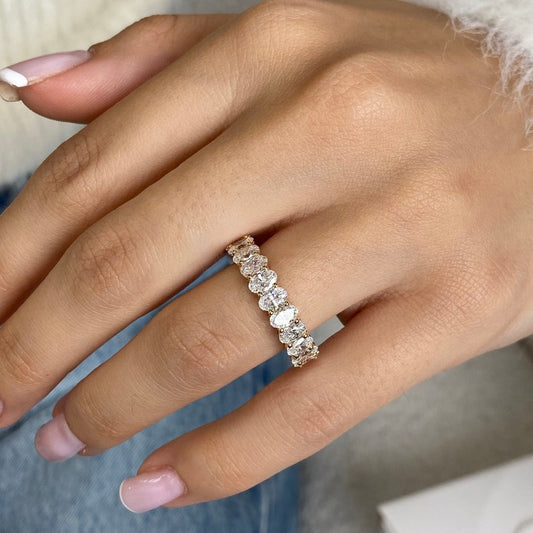 Stunning 4.06 CT Oval Moissanite Stones Full Eternity Wedding Bands 2