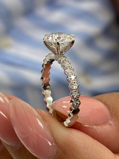 Classic 1.50 CT Round Moissanite Engagement Ring with Pave Design 5