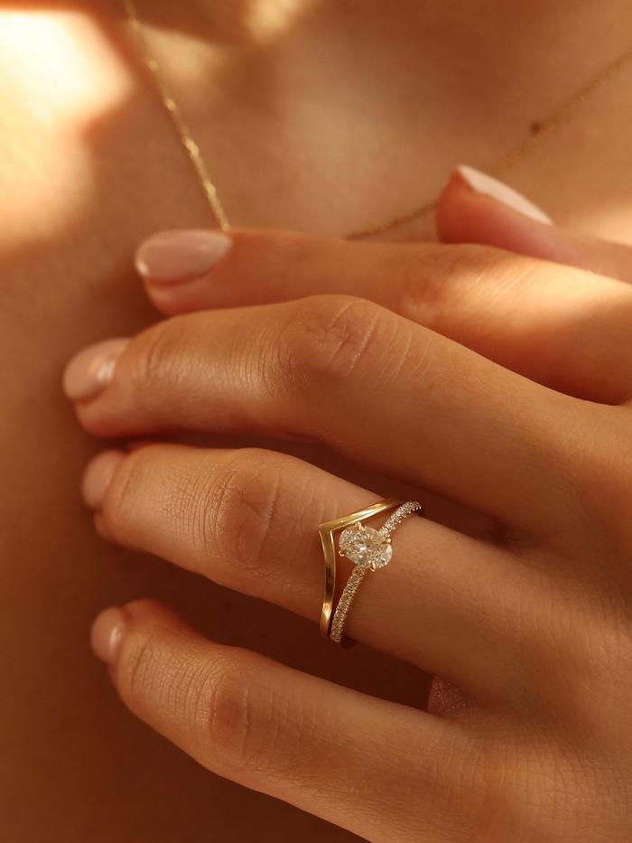 Marquise Cut Cluster Styled Lab Grown Diamond Engagement Ring