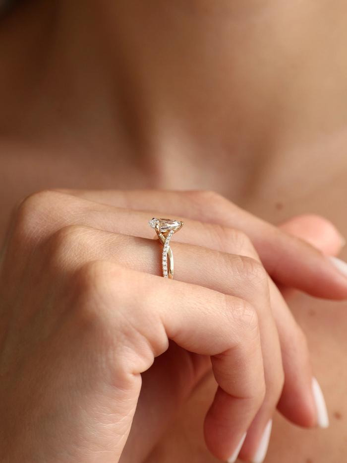 Marquise Cut Cluster Styled Lab Grown Diamond Engagement Ring