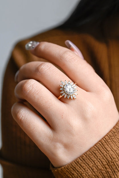 Stunning 1.0 - 2.0 CT Oval Moissanite Engagement Ring with Halo Design 6
