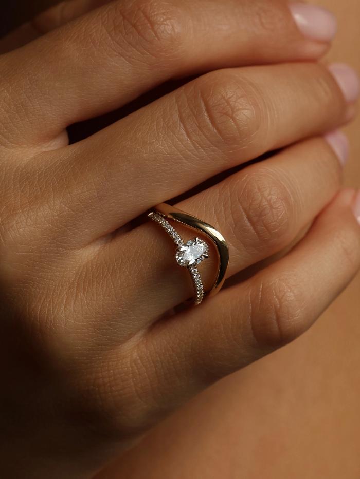 Marquise Cut Cluster Styled Lab Grown Diamond Engagement Ring