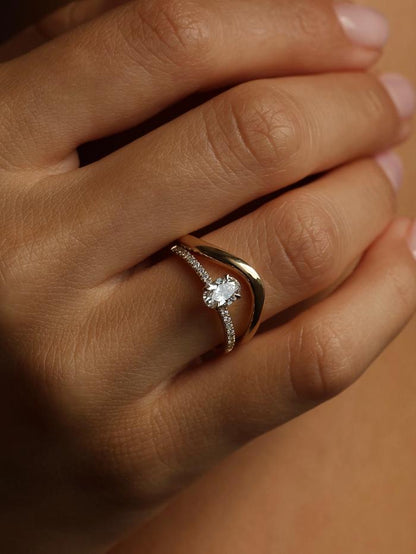Marquise Cut Cluster Styled Lab Grown Diamond Engagement Ring