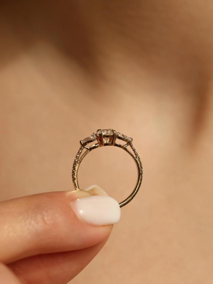 Marquise Cut Cluster Styled Lab Grown Diamond Engagement Ring
