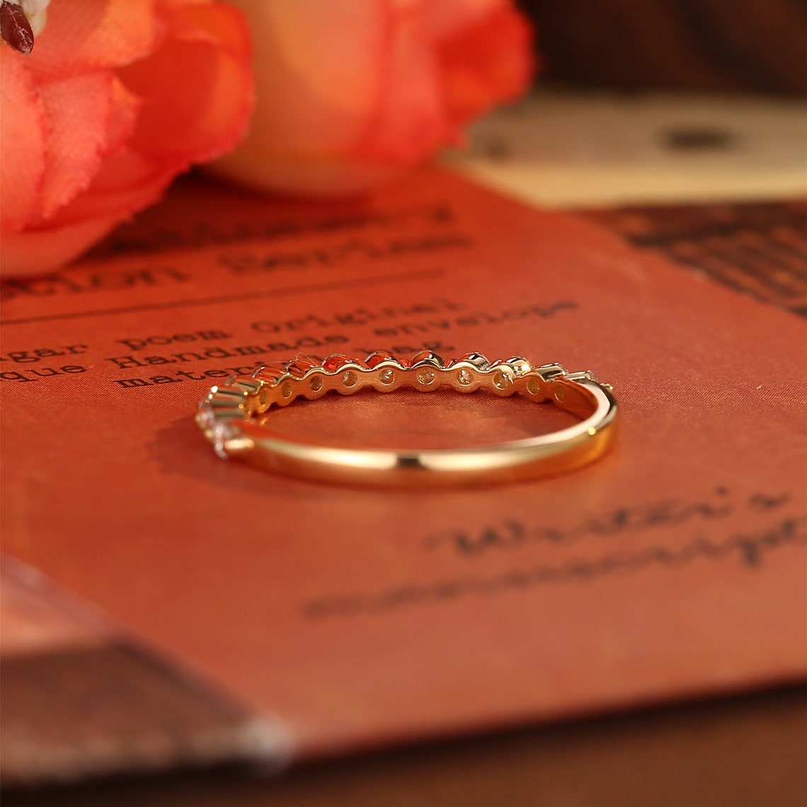 0.2 TCW Round Cut Pave Moissanite Bridal Wedding Band 3