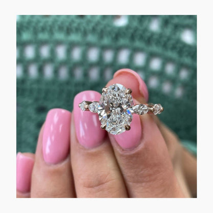 Stunning 2.5 CT Oval Moissanite Engagement Ring in a Hidden Halo Design 6