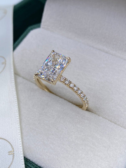 Stunning 2.30 CT Radiant Moissanite Engagement Ring with Pave Design 3