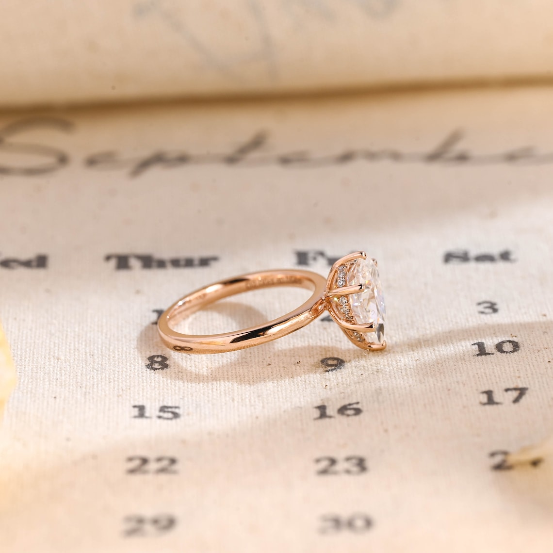 Stunning 3.0 CT Pear Moissanite Engagement Ring with Hidden Halo Design 6