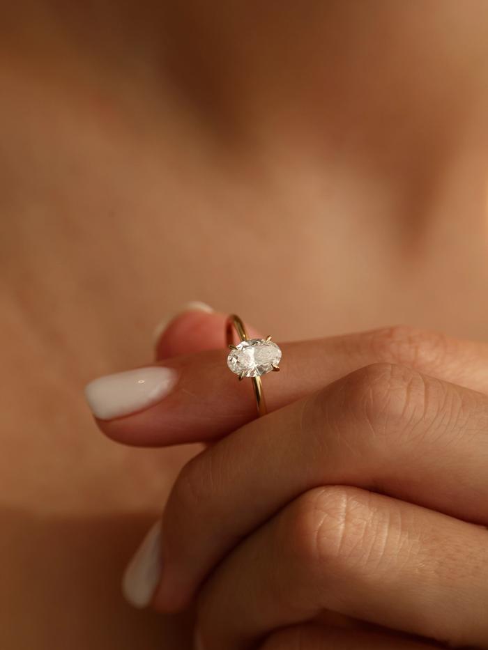 Marquise Cut Cluster Styled Lab Grown Diamond Engagement Ring