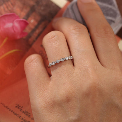 0.3 TCW Round Cut Moissanite Bridal Wedding Band With Pave Style 8