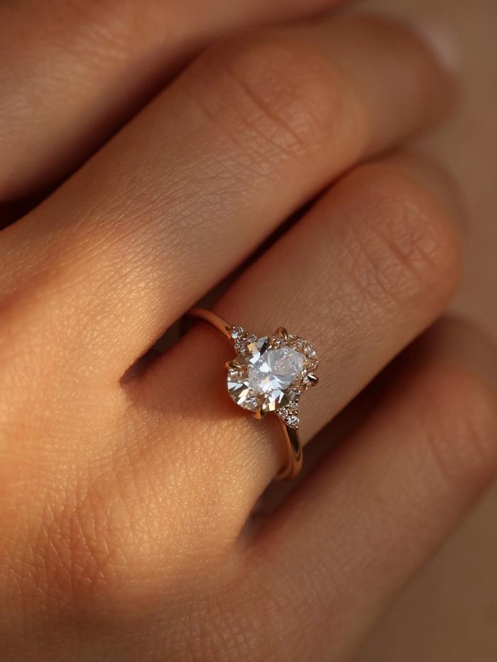 Marquise Cut Cluster Styled Lab Grown Diamond Engagement Ring