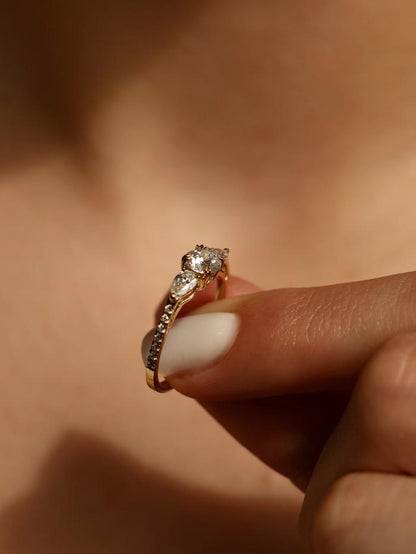 Marquise Cut Cluster Styled Lab Grown Diamond Engagement Ring