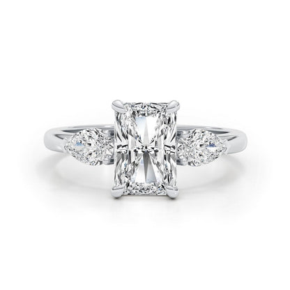 Classic 2.0 CT Radiant Moissanite Engagement Ring with Three Stone Design 1