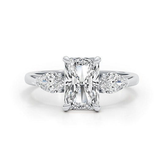 Classic 2.0 CT Radiant Moissanite Engagement Ring with Three Stone Design 1