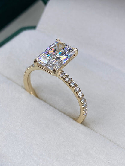 Stunning 2.30 CT Radiant Moissanite Engagement Ring with Pave Design 7