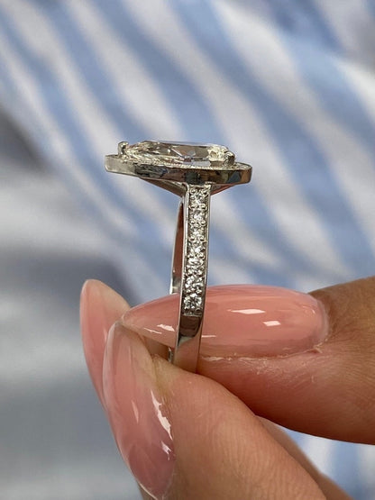 Stunning 1.75 CT Pear Moissanite Engagement Ring with Halo & Pave Design 3