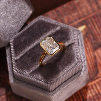 Stunning 3.0 CT Radiant Moissanite Engagement Ring with Bezel Design 7