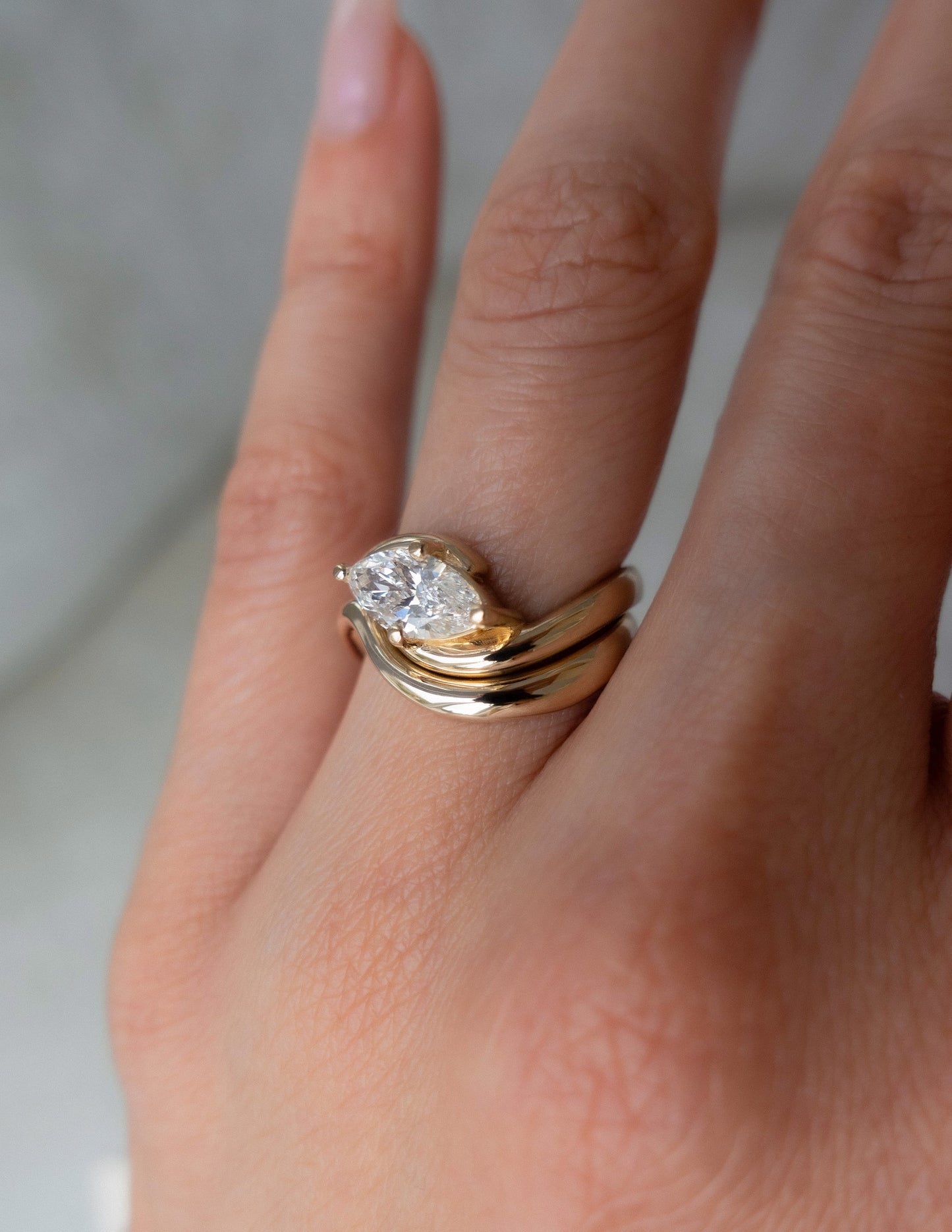 1 CT Marquise Cut Solitaire Lab Grown Diamond Ring With Wrap Classic Plain Band