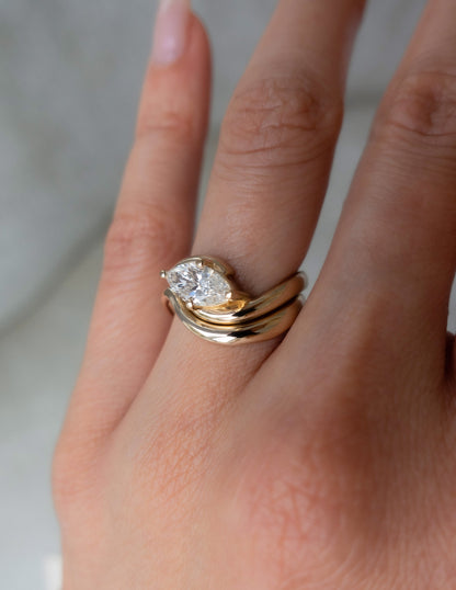 1 CT Marquise Cut Solitaire Lab Grown Diamond Ring With Wrap Classic Plain Band