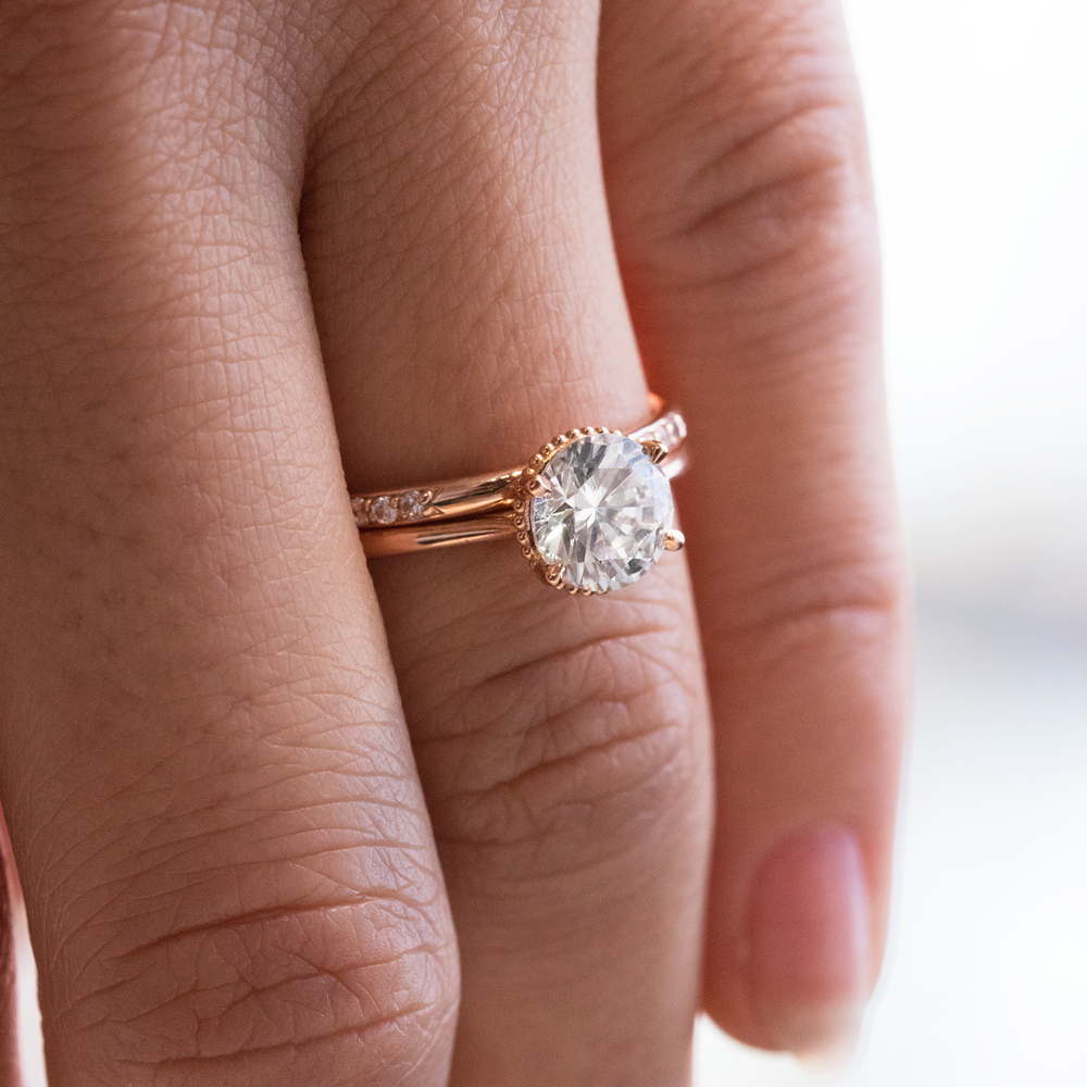 2 CT Round Three Stones Lab Grown Diamond Engagement Ring