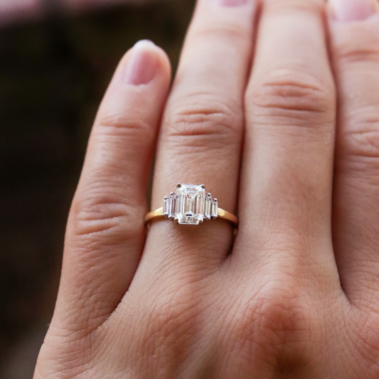 2 CT Round Three Stones Lab Grown Diamond Engagement Ring