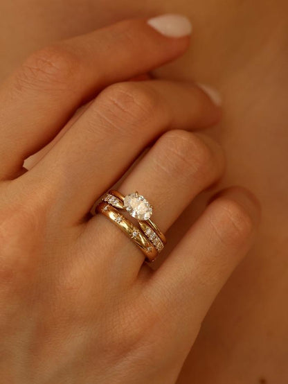Marquise Cut Cluster Styled Lab Grown Diamond Engagement Ring