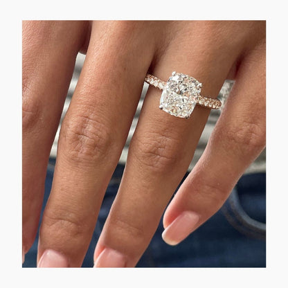 Stunning 4.0 CT Cushion Moissanite Engagement Ring with Pave Design 4