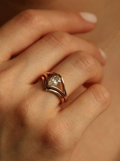Marquise Cut Cluster Styled Lab Grown Diamond Engagement Ring