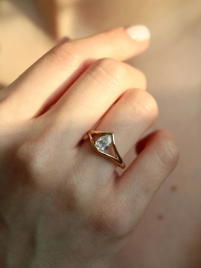 Marquise Cut Cluster Styled Lab Grown Diamond Engagement Ring