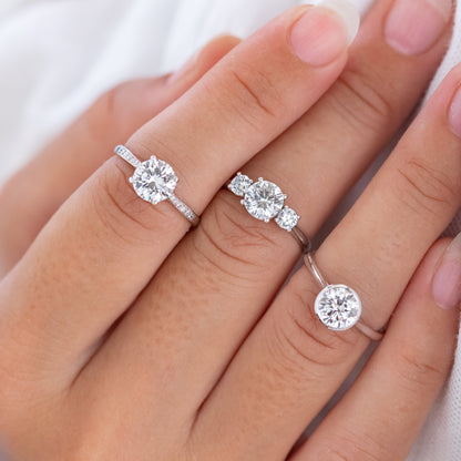 2 CT Round Three Stones Lab Grown Diamond Engagement Ring